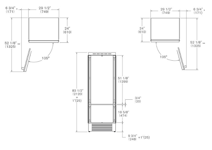 75 cm Built-In Bottom Mount Refrigerator | Bertazzoni